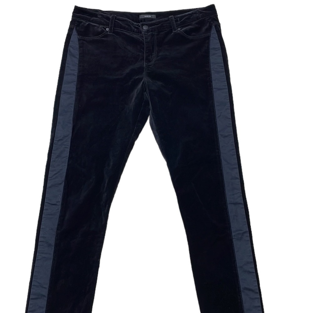 Decades Denim NADJA Jeans Womens 29 Black Velvet Stripe Skinny Ankle Stretchy